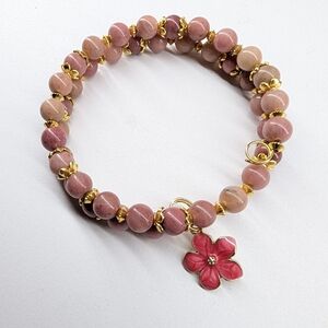 "Pink Petal" Rhodanite Memory Wire Bracelet